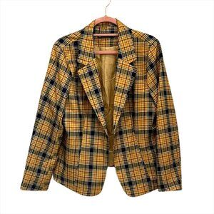 Clueless style! Yellow and Navy Plaid Blazer